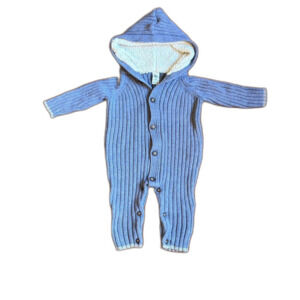 Baby B’gosh -  blue sherpa fleece lined button up jumper Size 9M.